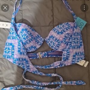SunDazed Vibrant Blue and Purple Bikini Top Swim NWT